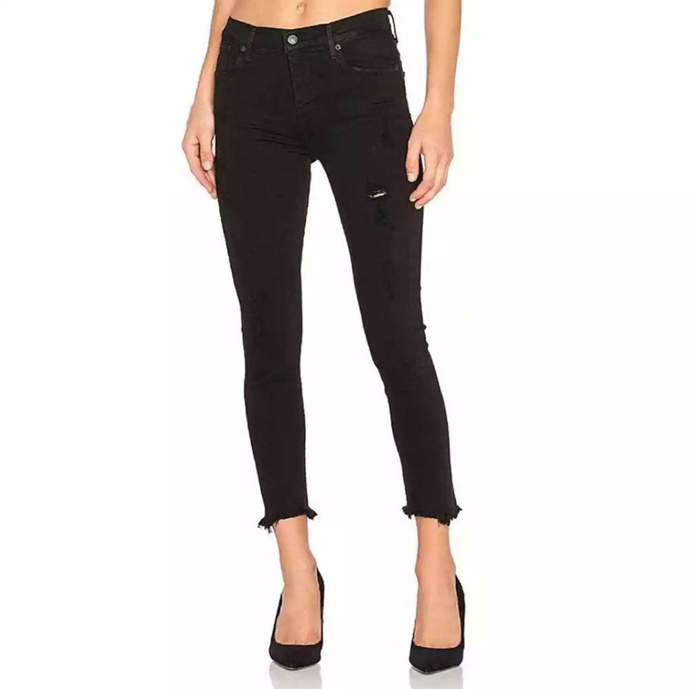 AGOLDE Sophie High Rise Skinny Crop Jeans Harlow Destructed Black Women’s Size 2